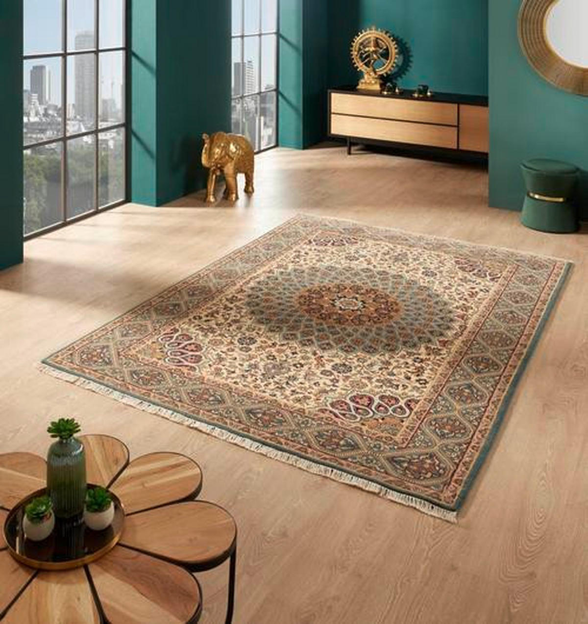 ORIENTÁLNÍ KOBEREC, 170/240 cm, modrá, krémová - modrá/krémová, Lifestyle, textil (170/240cm) - Cazaris