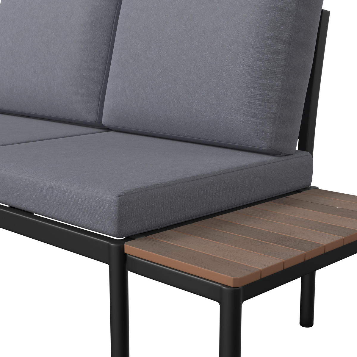 LOUNGEGARNITUR Aluminium  - Dunkelgrau/Naturfarben, MODERN, Kunststoff/Textil (134/70/68cm) - Ambia Garden