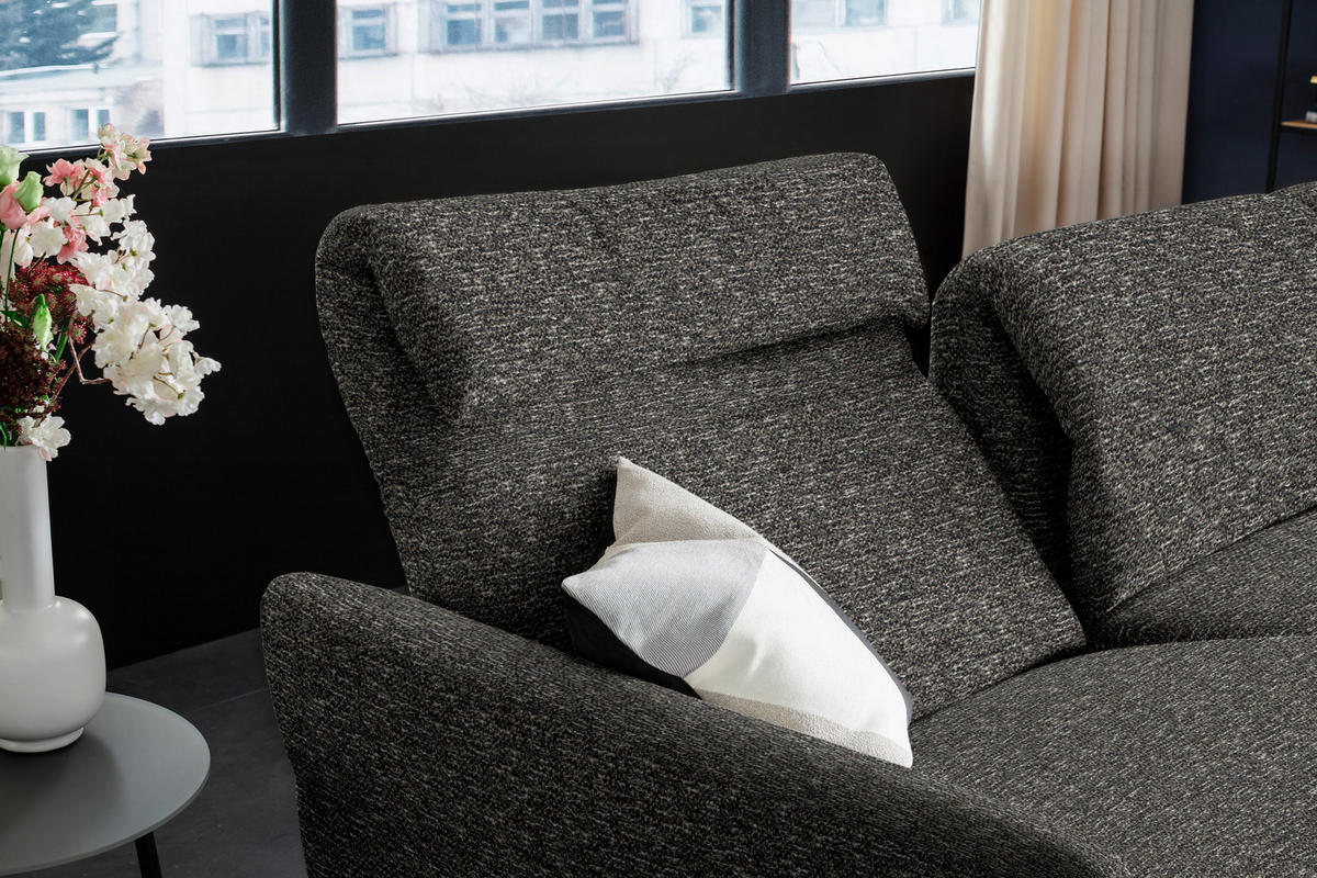 ECKSOFA in Chenille Dunkelbraun  299/187 cm  - Dunkelbraun/Schwarz, Design, Textil/Metall (299/187cm) - Schöner Wohnen