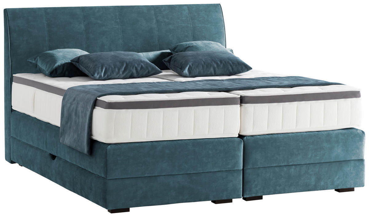 BOXSPRINGBETT 180/200 cm  in Petrol  - Wengefarben/Petrol, Konventionell, Holz/Textil (180/200cm) - Novel