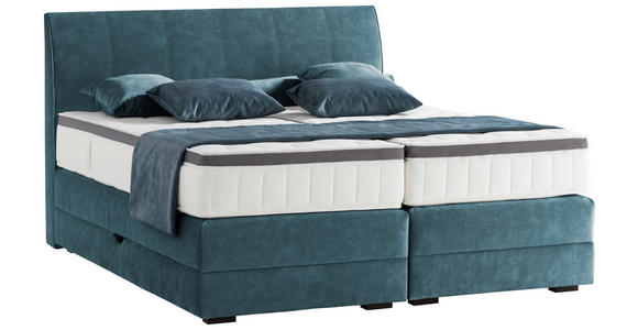 BOXSPRINGBETT 160/200 cm  in Petrol  - Wengefarben/Petrol, KONVENTIONELL, Holz/Textil (160/200cm) - Novel