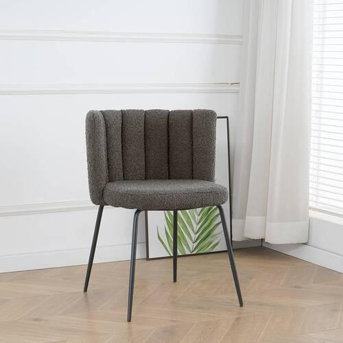 STUHL Bouclé Grau - Schwarz/Grau, LIFESTYLE, Textil/Metall (53/77/53cm) - home24