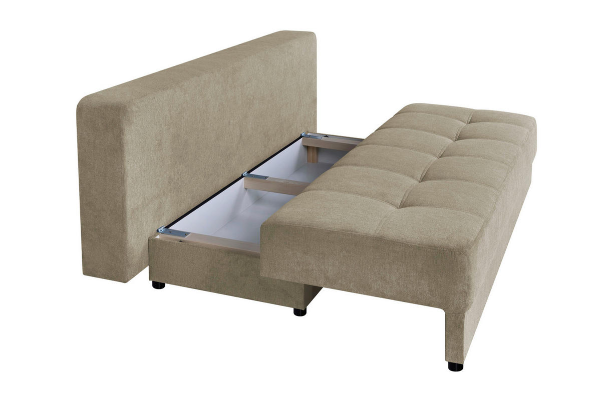 SCHLAFSOFA  mit Liegefunktion, Rücken echt Beige  - Beige/Schwarz, Design, Kunststoff/Textil (200/90/103cm) - P & B