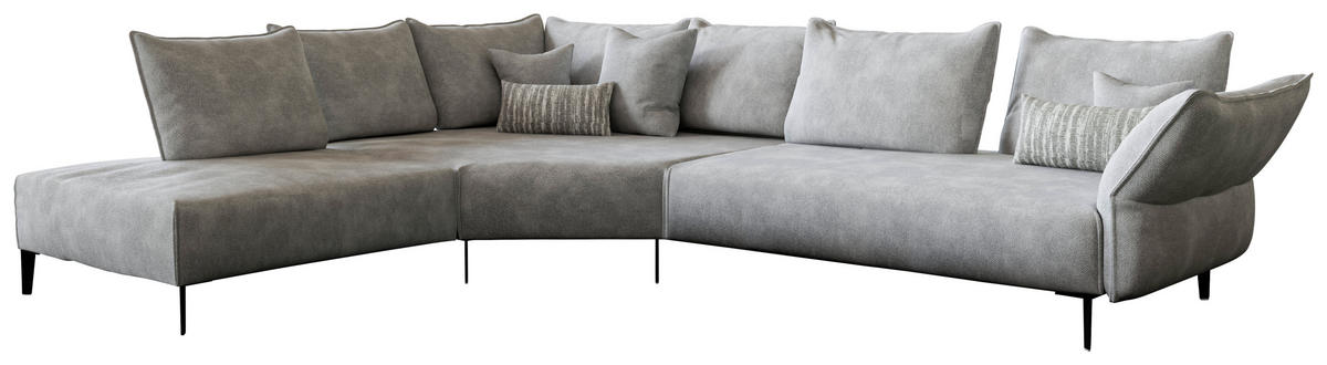 ECKSOFA  in Chenille, Flachgewebe Hellgrau  272/340 cm  - Hellgrau/Schwarz, MODERN, Textil/Metall (272/340cm) - W.Schillig
