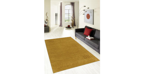 Wollteppich 40/60 cm Orange, Dunkelgelb, Bernsteinfarben, Currygelb - Currygelb/Bernsteinfarben, Basics, Textil (40/60cm) - Esposa
