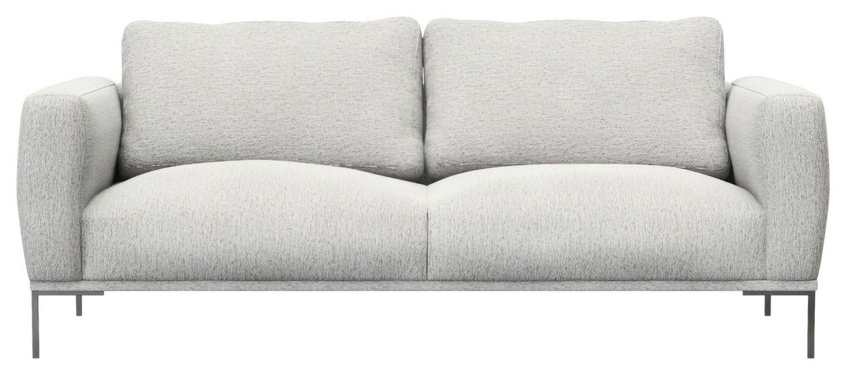 3-SITZER-SOFA Webstoff, Flachgewebe Hellgrau  - Hellgrau/Schwarz, Design, Textil/Metall (212/80,5/88cm) - Livetastic