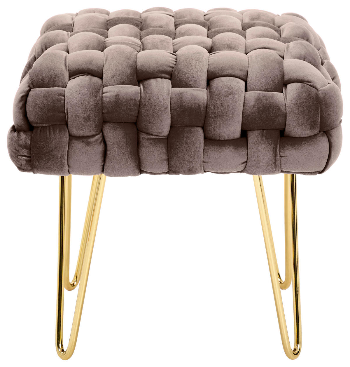 HOCKER Samt Grau, Goldfarben  - Goldfarben/Grau, Trend, Textil/Metall (44/41/44cm) - Xora