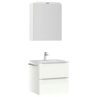 BADEZIMMER  in 61 cm  - Edelstahlfarben/Weiß Hochglanz, MODERN, Holzwerkstoff/Stein (61cm) - Nobilia