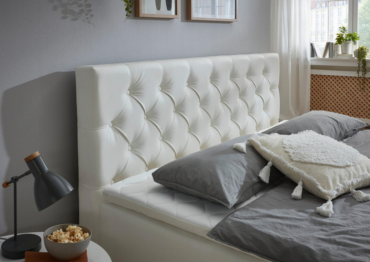 BOXBETT 180/200 cm  in Weiß  - Schwarz/Weiß, MODERN, Kunststoff/Textil (180/200cm) - MID.YOU
