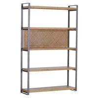 REGAL Akazie, Rattan massiv Anthrazit, Akaziefarben  - Anthrazit/Akaziefarben, Trend, Holz/Metall (120/190/35cm) - Carryhome