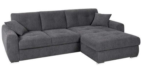 ECKSOFA Anthrazit Mikrofaser  - Chromfarben/Anthrazit, Design, Kunststoff/Textil (278/193cm) - Hom`in