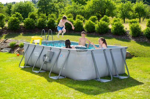 POOL-SET PGP4130739E-AN 200/100/400 cm  - Anthrazit, KONVENTIONELL, Kunststoff/Metall (200/100/400cm) - Ambia Garden