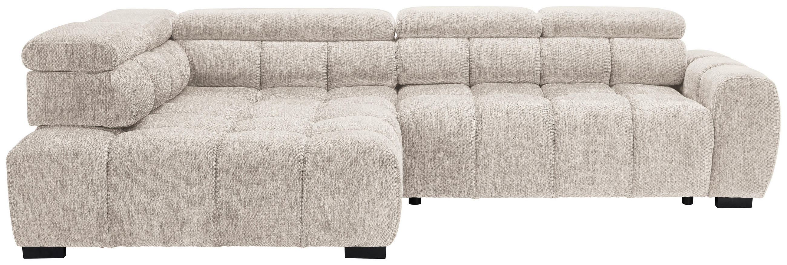 ECKSOFA inkl. Funktionen Beige Webstoff  - Beige/Schwarz, MODERN, Kunststoff/Textil (205/297cm) - Welnova