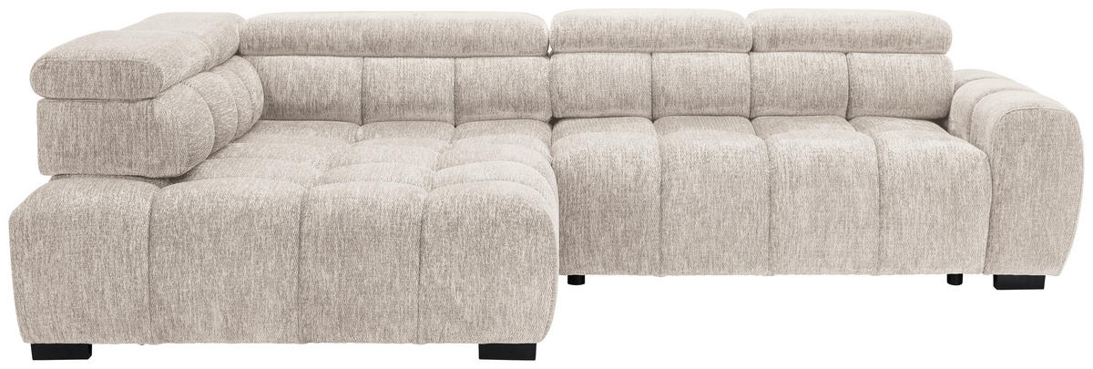 ECKSOFA inkl. Funktionen Beige Webstoff  - Beige/Schwarz, MODERN, Kunststoff/Textil (205/297cm) - Welnova