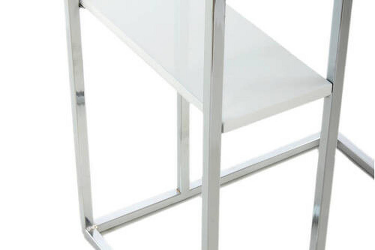 PRÍRUČNÝ STOLÍK, strieborná, biela - biela/strieborná, Design, kov (48/35/62cm)