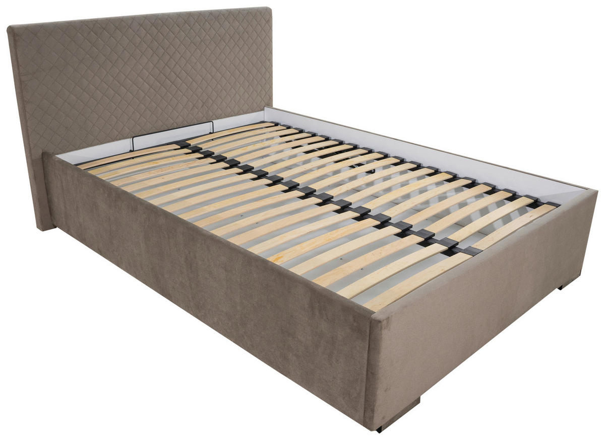 POLSTERBETT 120/200 cm  in Beige  - Chromfarben/Beige, Modern, Holz/Textil (120/200cm) - MID.YOU