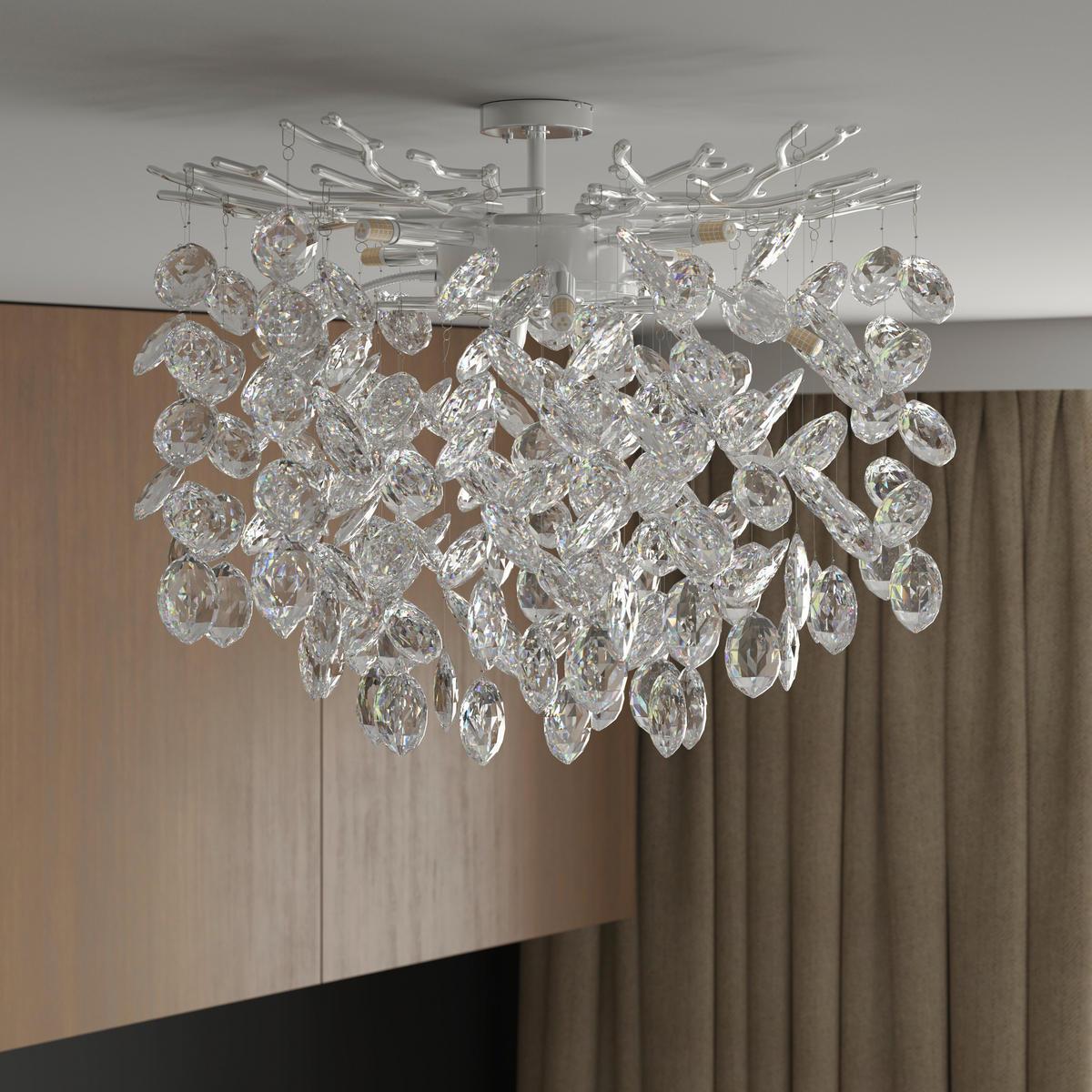 STROPNÍ SVÍTIDLO, 49/43 cm  - čiré, Konvenční, kov/sklo (49/43cm) - Glandor