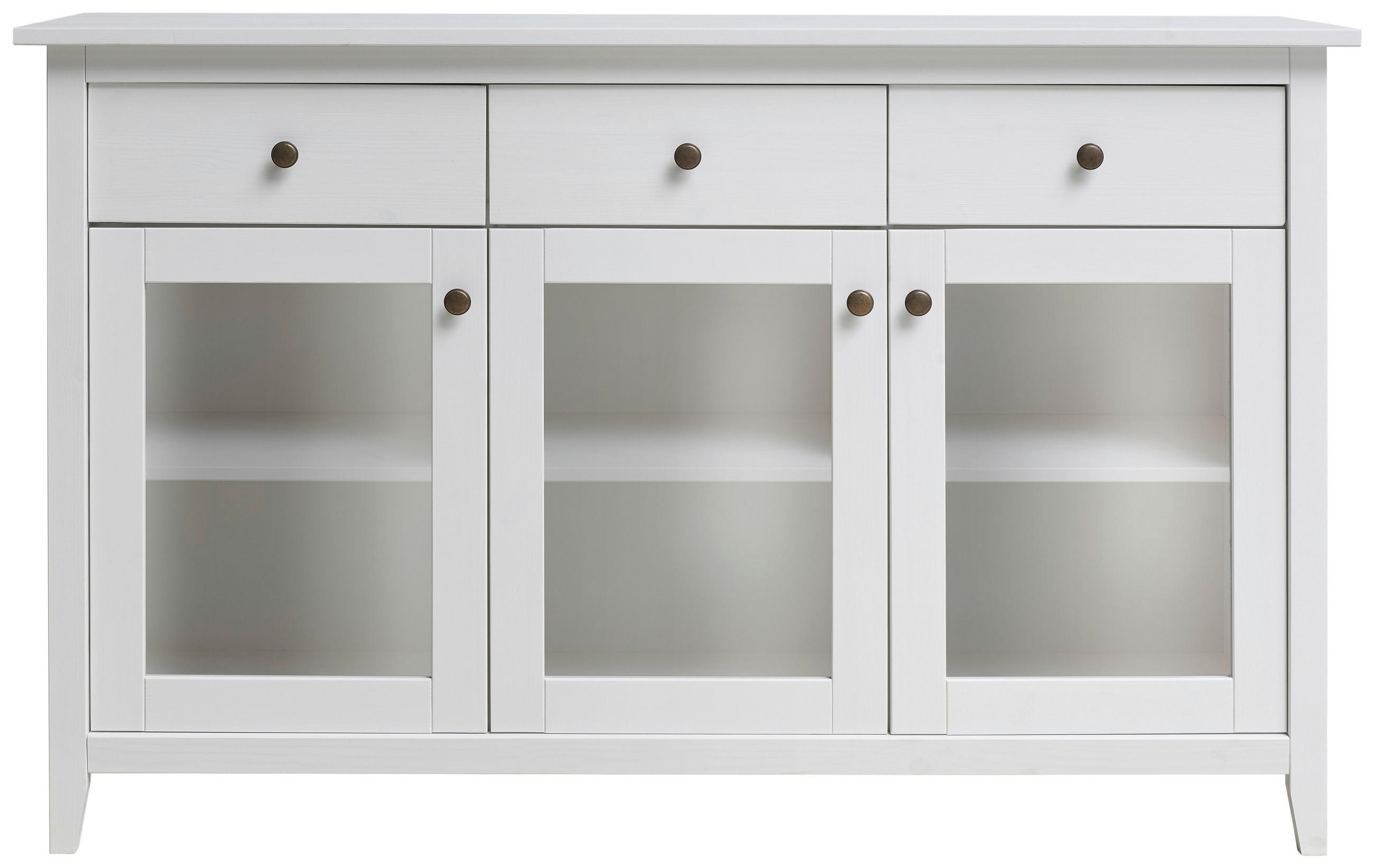 SIDEBOARD Weiß  144/91/40 cm  - Anthrazit/Weiß, Natur, Glas/Holz (144/91/40cm) - Linea Natura