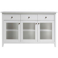 SIDEBOARD Weiß  144/91/40 cm  - Anthrazit/Weiß, Natur, Glas/Holz (144/91/40cm) - Linea Natura