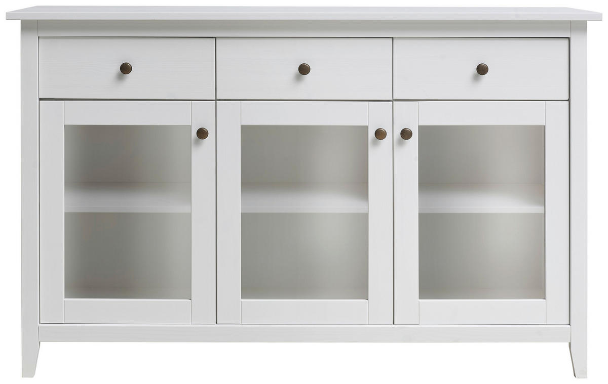 SIDEBOARD Weiß  144/91/40 cm  - Anthrazit/Weiß, Natur, Glas/Holz (144/91/40cm) - Linea Natura