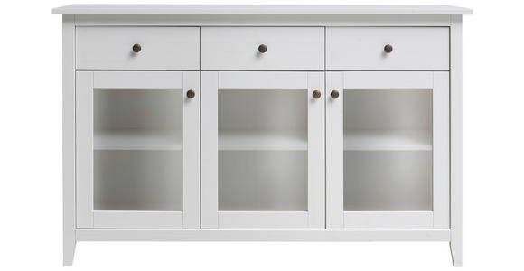 SIDEBOARD Weiß  144/91/40 cm  - Anthrazit/Weiß, Natur, Glas/Holz (144/91/40cm) - Linea Natura