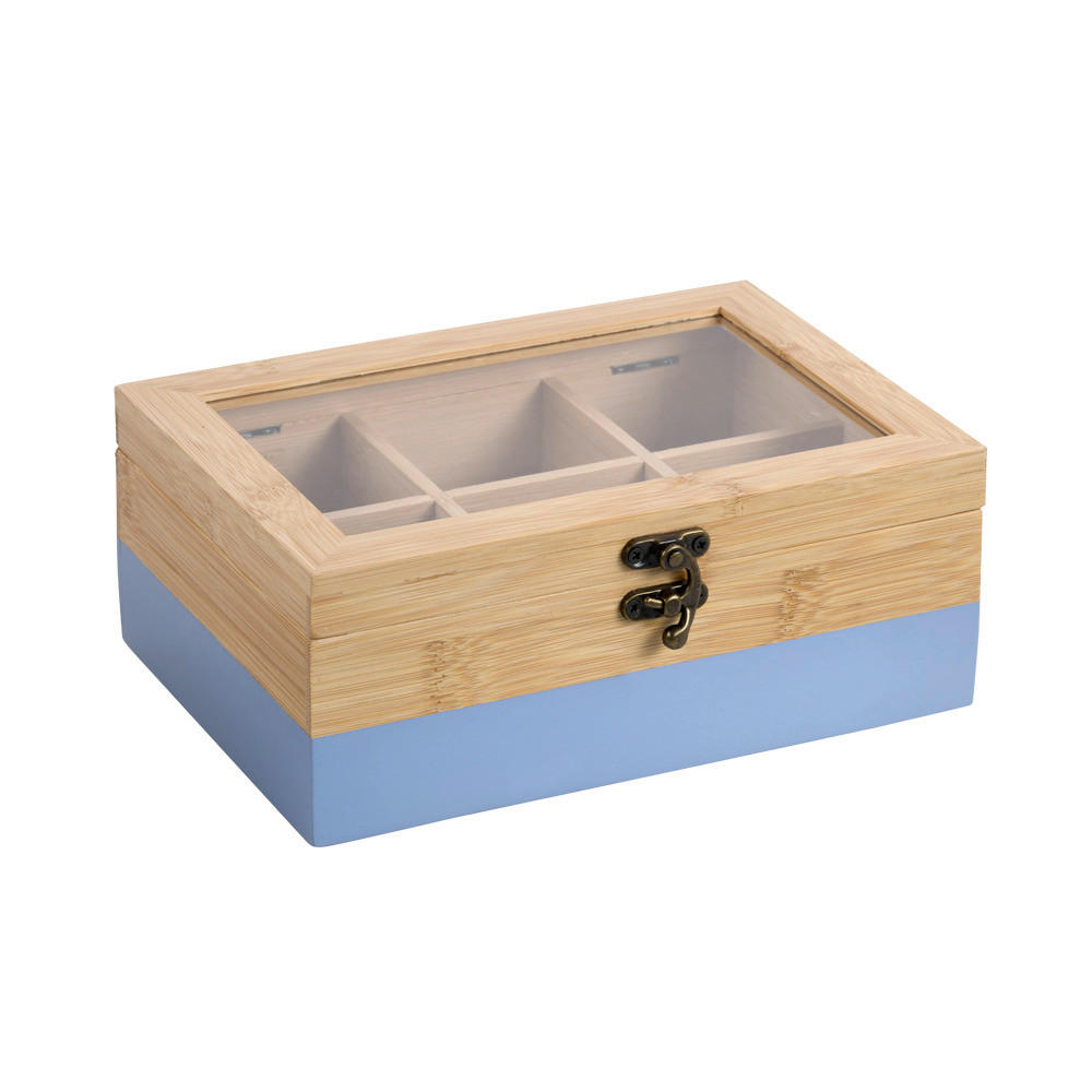 TEEBOX - Eichefarben/Hellblau, Basics, Naturmaterialien (21.5/15/8.5cm) - Kesper