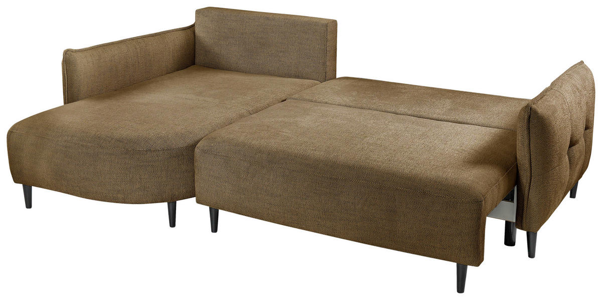 ECKSOFA Goldfarben Struktur  - Goldfarben/Schwarz, Design, Holz/Textil (165/244cm) - MID.YOU