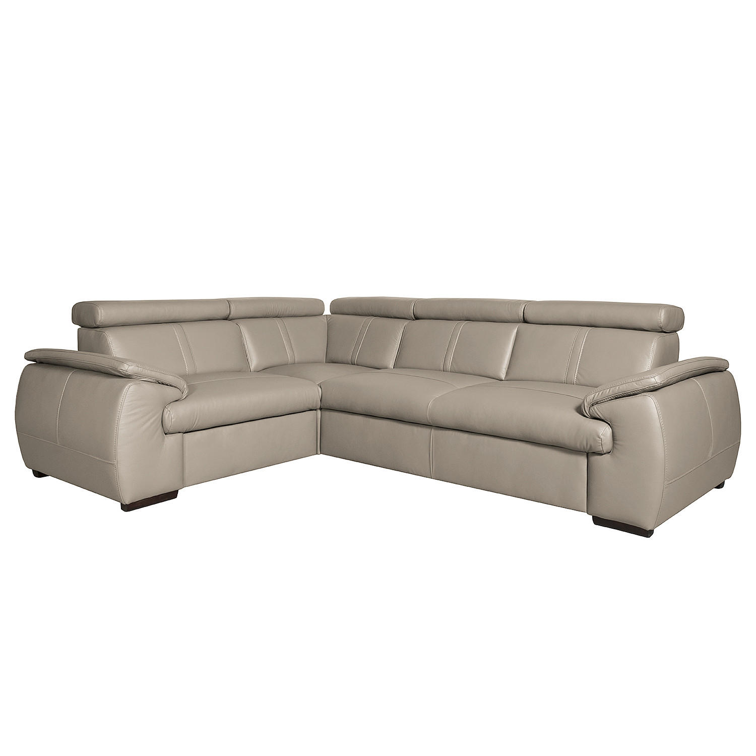 ECKSOFA Hellgrau Echtleder  - Wengefarben/Hellgrau, Design, Leder/Holz (193/265cm) - Livetastic