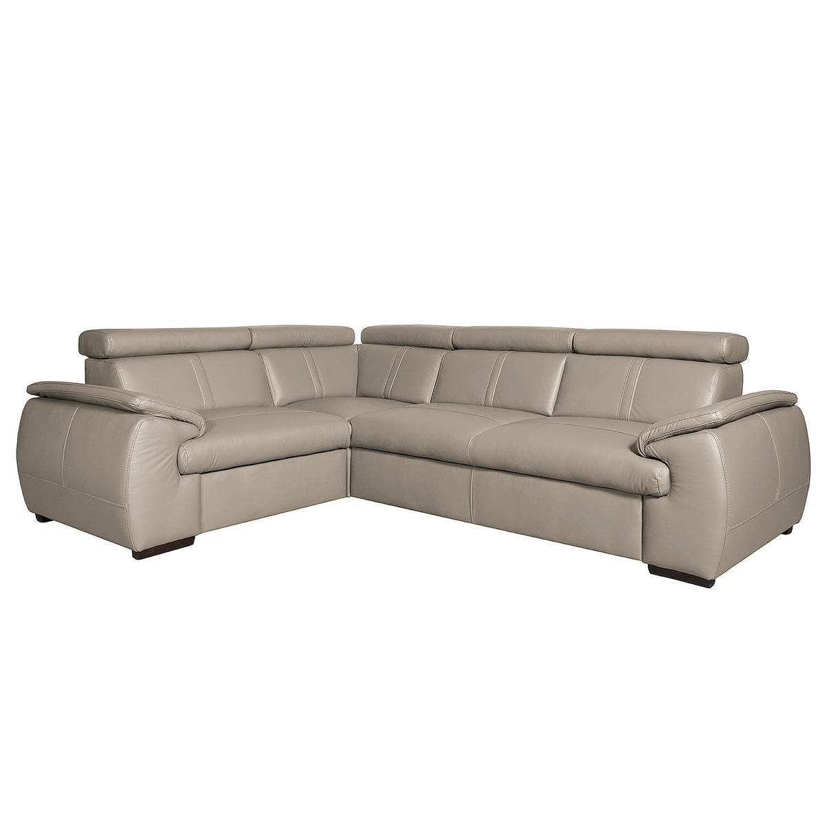 ECKSOFA Hellgrau Echtleder  - Wengefarben/Hellgrau, Design, Leder/Holz (193/265cm) - Livetastic