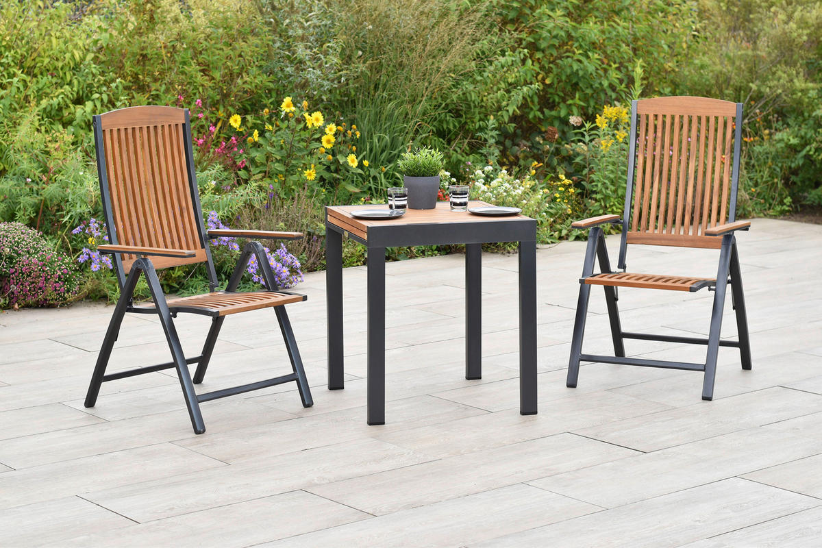 GARTENSET 3-teilig  - Graphitfarben/Naturfarben, MODERN, Holz/Metall - Gardenson