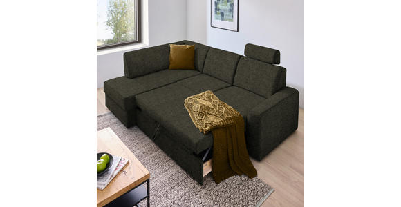 ECKSOFA in Webstoff Dunkelgrün  - Dunkelgrün/Schwarz, KONVENTIONELL, Kunststoff/Textil (165/224cm) - Xora