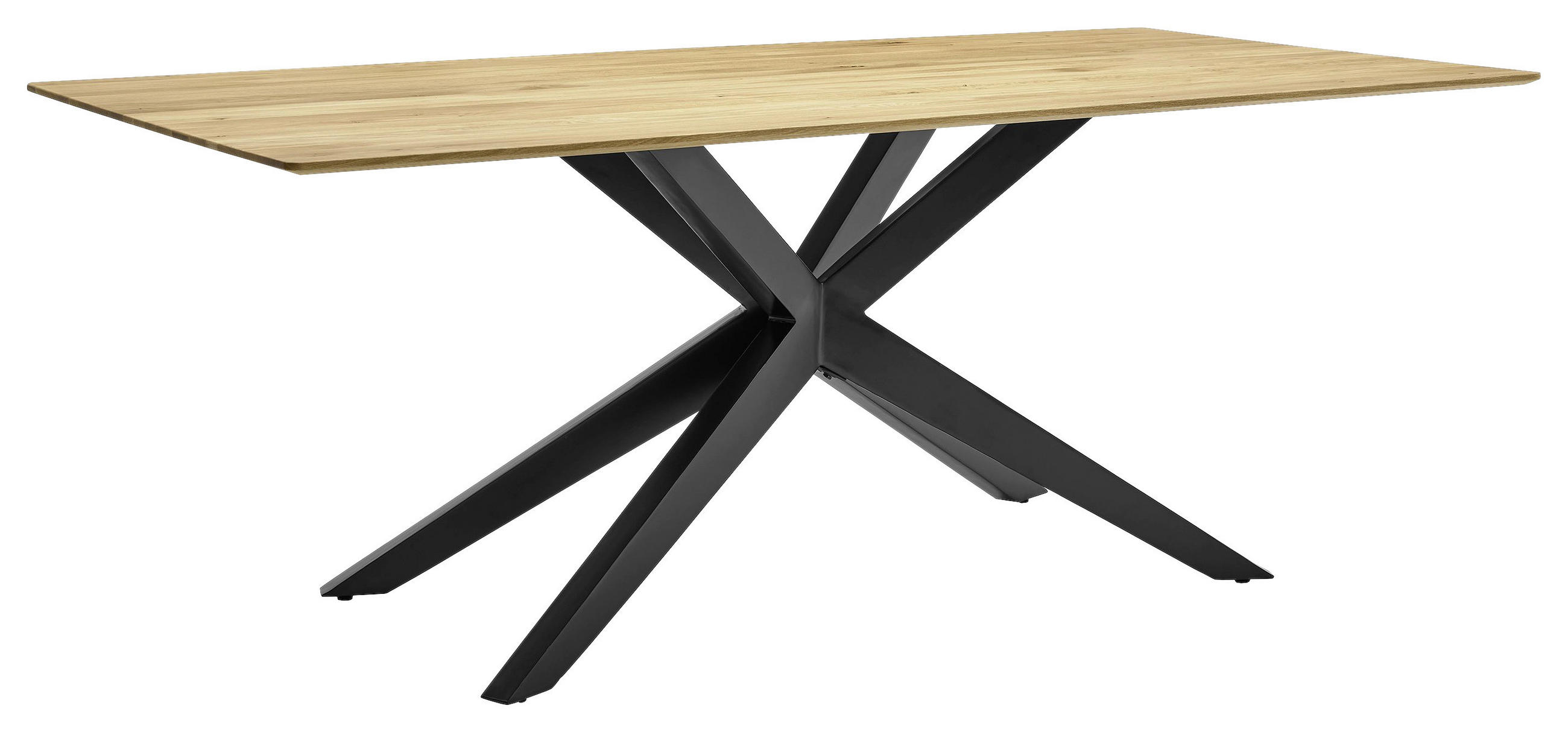 ESSTISCH 180/100/77 cm Echtholz  Holz in verschiedenen Größen erhältlich, in verschiedenen Holzarten erhältlich, Variantenauswahl rechteckig Eichefarben  - Eichefarben/Schwarz, Design, Holz/Metall (180/100/77cm) - Musterring