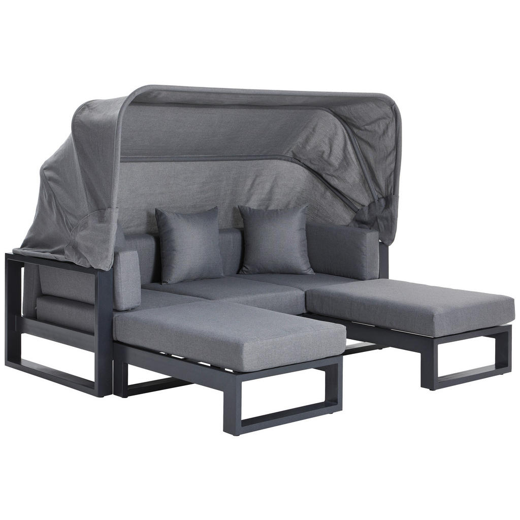 Thumbnail - Amatio Loungehocker, Anthrazit, Metall, Textil, Füllung: Schaumstoff, rechteckig, 89x24x60 cm, Bsci, erweiterbar (Typena...