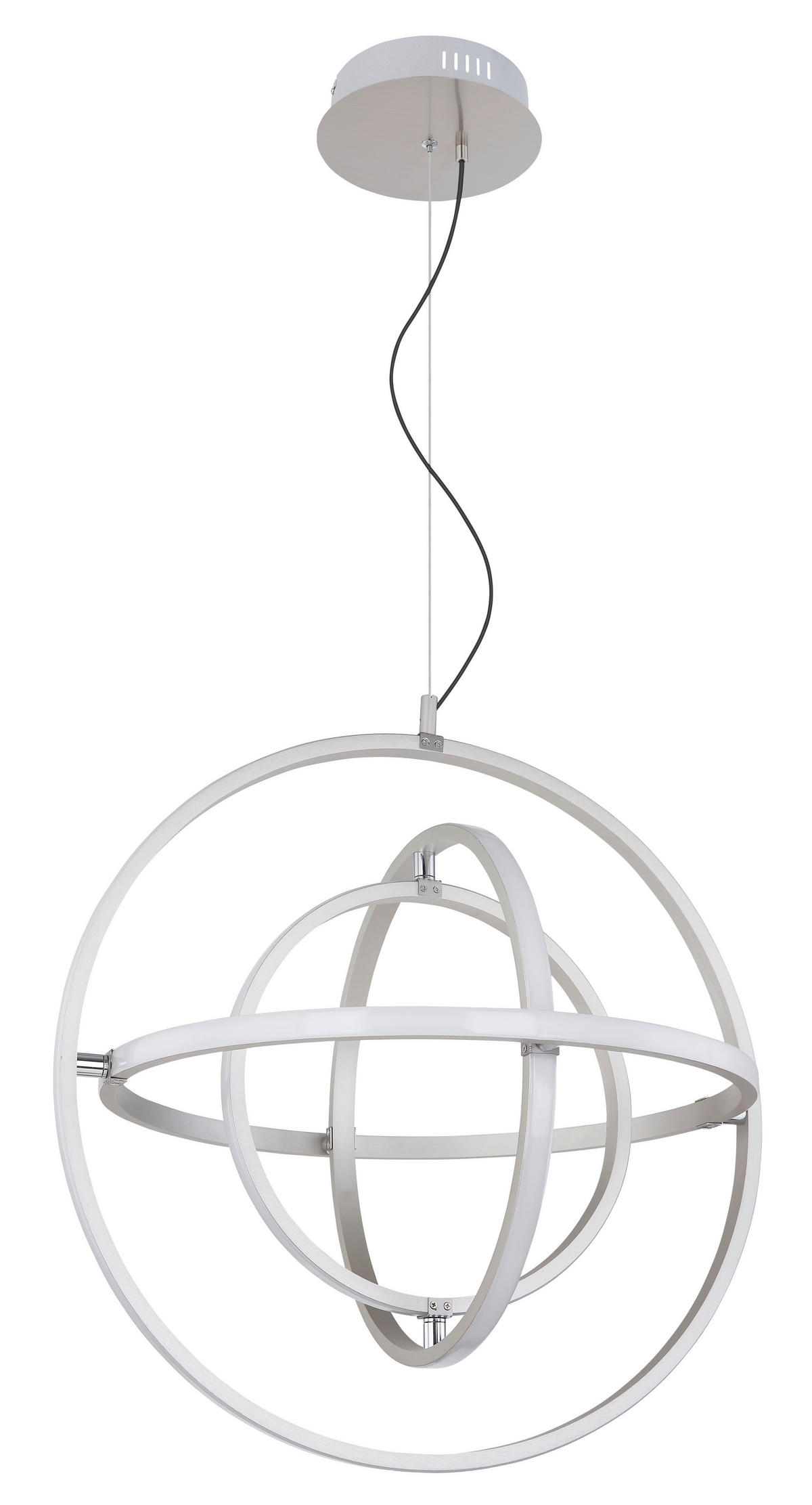 LED-HÄNGELEUCHTE 58/150 cm   - Opal/Nickelfarben, Design, Kunststoff/Metall (58/150cm) - Globo