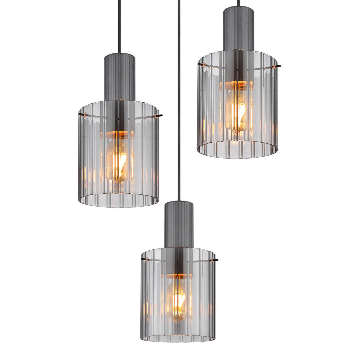 ZÁVĚSNÉ SVÍTIDLO, 48/150 cm  - tmavě šedá, Design, kov/sklo (48/150cm) - Globo