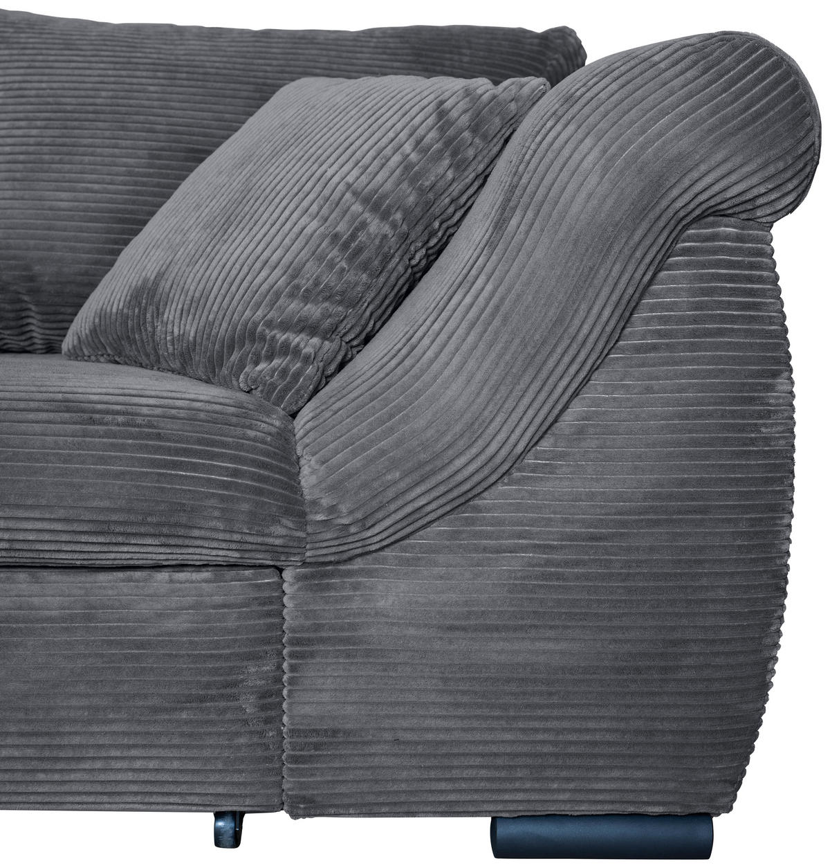 ECKSOFA Dunkelgrau Cord  - Dunkelgrau/Schwarz, KONVENTIONELL, Textil/Metall (168/258cm) - Carryhome