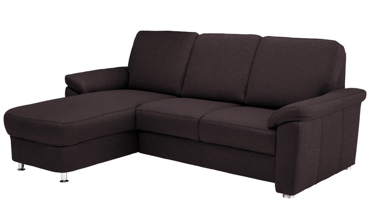 ECKSOFA in Flachgewebe Mokka  - Chromfarben/Mokka, Konventionell, Textil/Metall (163/220cm) - Beldomo System