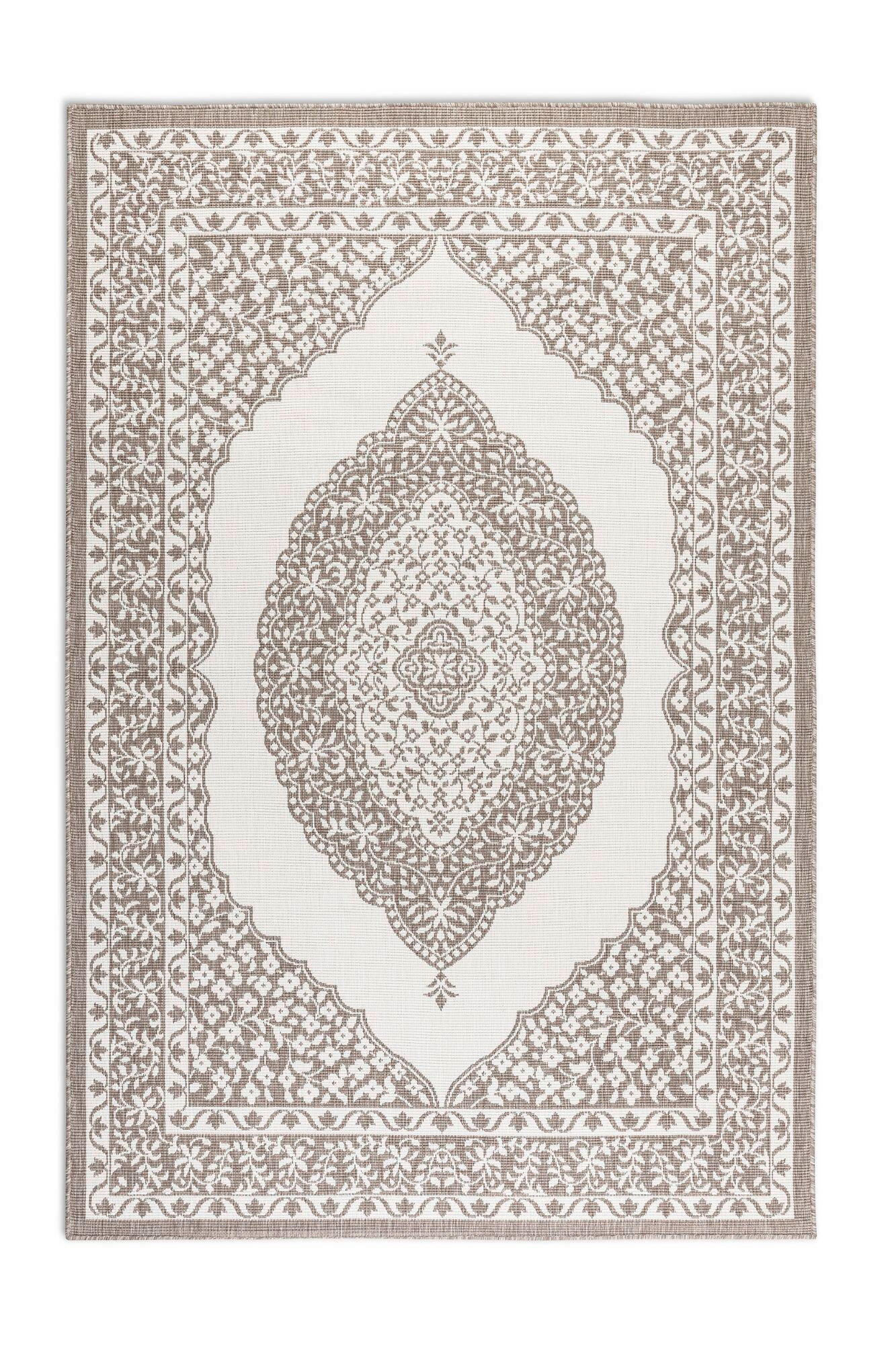 OUTDOORTEPPICH 80/150 cm Gemini Weiß, Cappuccino  - Weiß/Cappuccino, Design, Kunststoff (80/150cm)