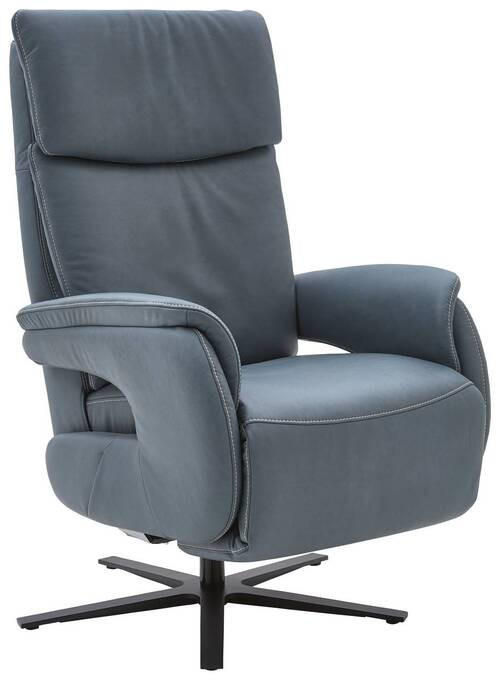 RELAXSESSEL in Leder Graublau - Graublau/Schwarz, KONVENTIONELL, Leder/Metall (70/117/85cm) - Dieter Knoll