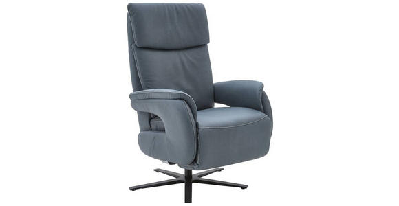 RELAXSESSEL in Leder Graublau  - Graublau/Schwarz, KONVENTIONELL, Leder/Metall (70/117/85cm) - Dieter Knoll