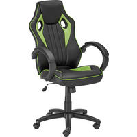 CHAISE GAMING aspect cuir, revêtement filet vert, noir  - vert/noir, Design, métal/matière synthétique (61,5/111-121/66cm) - Carryhome