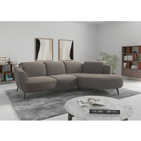 ECKSOFA ZOE E Schlammfarben Flachgewebe  - Schlammfarben/Schwarz, KONVENTIONELL, Textil/Metall (309/199cm) - Sit & More