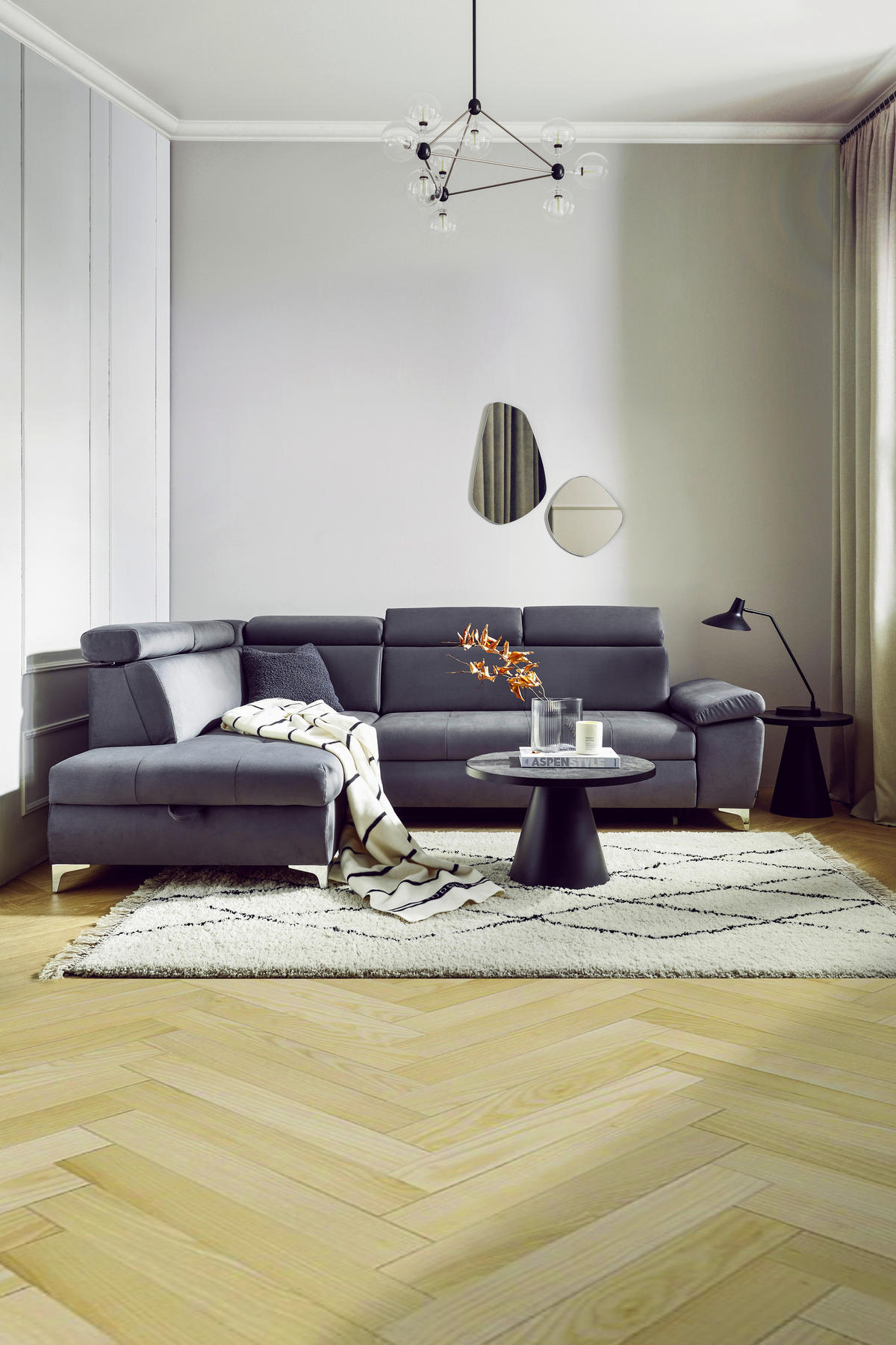 ROHOVÁ SEDACIA SÚPRAVA, textil, tmavosivá - chrómová/tmavosivá, Konventionell, kov/textil (206/271cm) - Carryhome