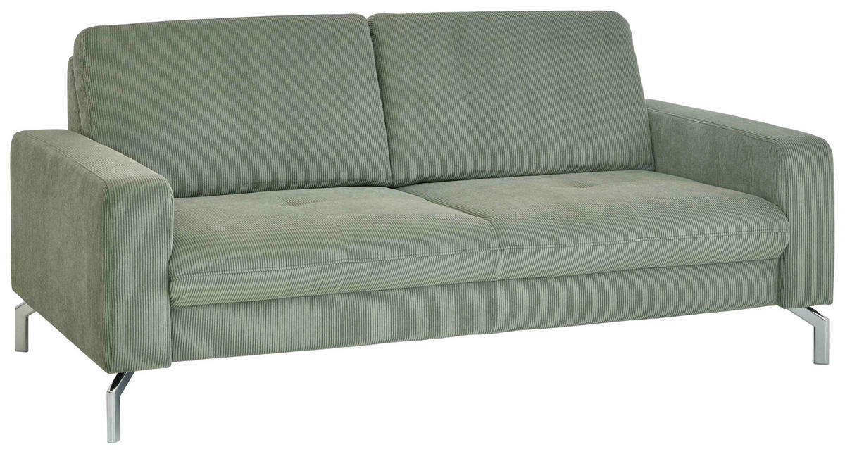 3-SITZER-SOFA Feincord Dunkelgrün  - Chromfarben/Dunkelgrün, Design, Textil/Metall (194/87/105cm) - Beldomo Style