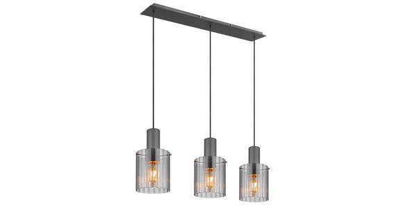 HÄNGELEUCHTE 98/18/120 cm - Dunkelgrau, Design, Glas/Metall (98/18/120cm) - Novel