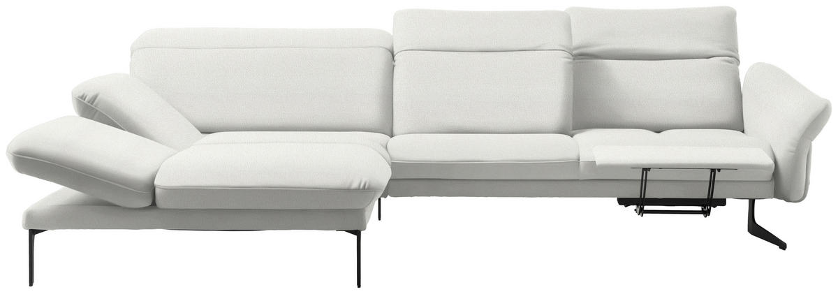 ECKSOFA in Webstoff Creme  - Anthrazit/Creme, Design, Textil/Metall (203/299cm) - Himolla