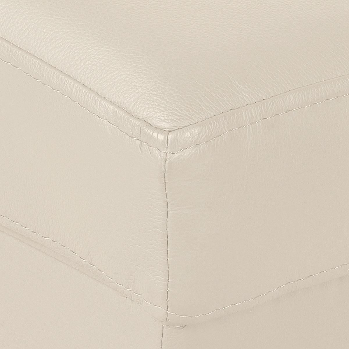 HOCKER in Leder Beige  - Chromfarben/Beige, Design, Leder/Metall (91/44/57cm) - Livetastic