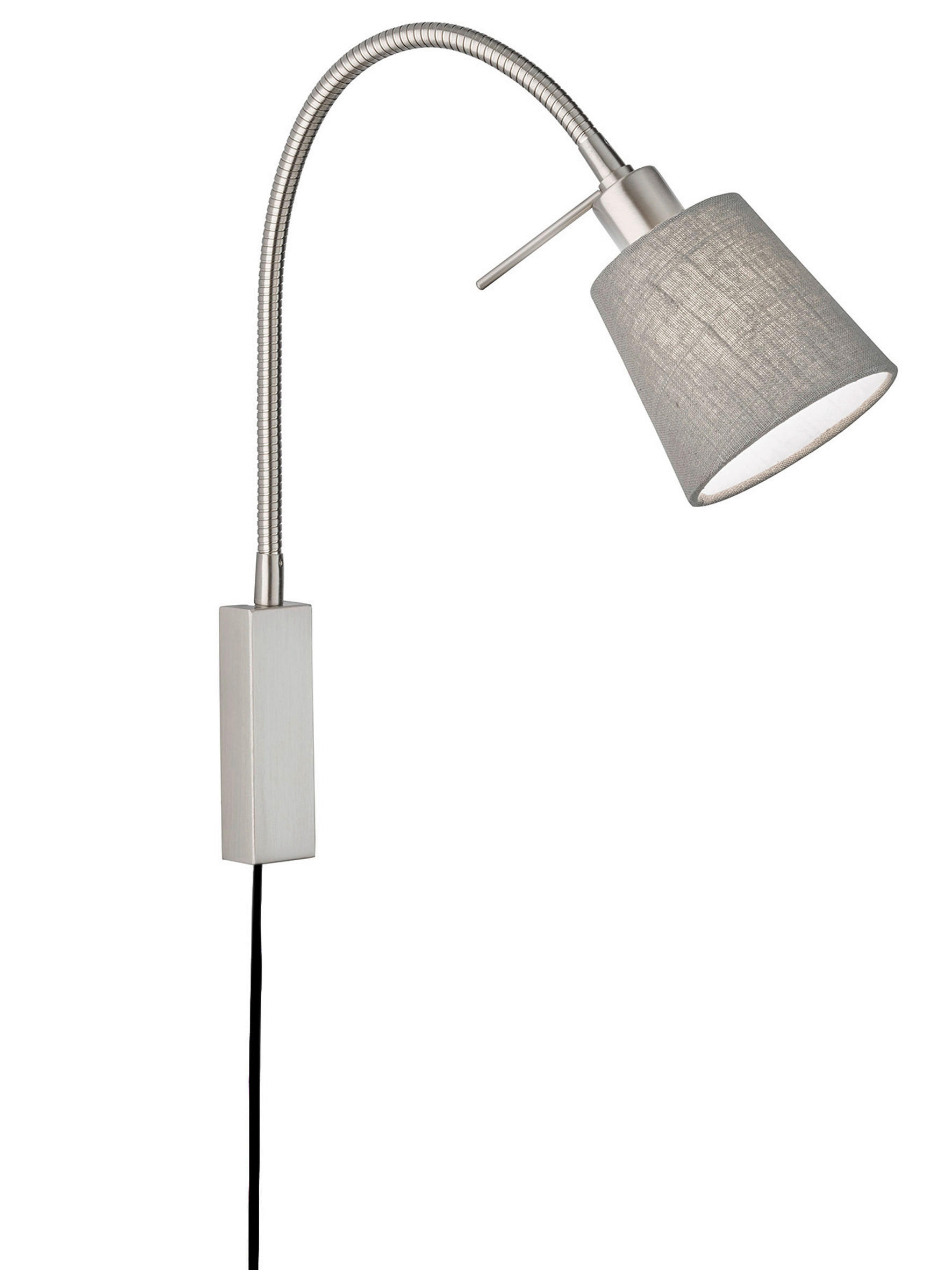LESELEUCHTE 11/40 cm   - Grau/Nickelfarben, Basics, Textil/Metall (11/40cm) - Fischer & Honsel