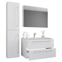 BADEZIMMER 4-teilig  in 113 cm  - Alufarben/Weiß, MODERN, Keramik/Holzwerkstoff (113cm) - MID.YOU