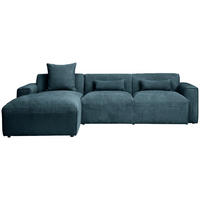 ECKSOFA in Cord Petrol  - Petrol/Schwarz, Design, Kunststoff/Textil (196/303cm) - Livetastic